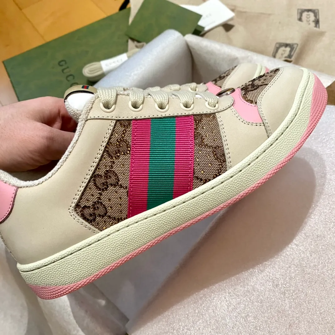 👟👟Ex-factory price 480👟👟 Gucci dirty shoes, the latest rhinestone style in early spring 2023! Super fragrant ~ simple and high-end color matching, bulingbuling can't refuse! New style, not old style! Size: Female 34-40